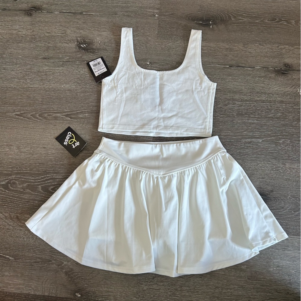 NWT Girls 10/12 White Crop Top Skirt Skort Athletic Set Outfit Art Class - Picture 5 of 5